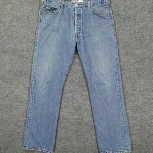 Vintage Levis 501 Jeans Mens 40x34 Light Wash Blue Straight Leg Button Fly Y2K